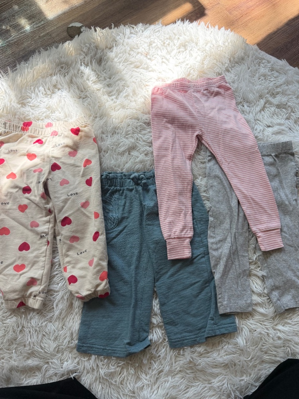 Four soft pajama Carter's Girls Pajama Bottoms bundle Set - Pink, Cream, Teal, G